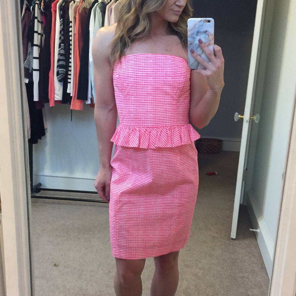 Lilly Pulitzer Neon Pink Strapless Dress